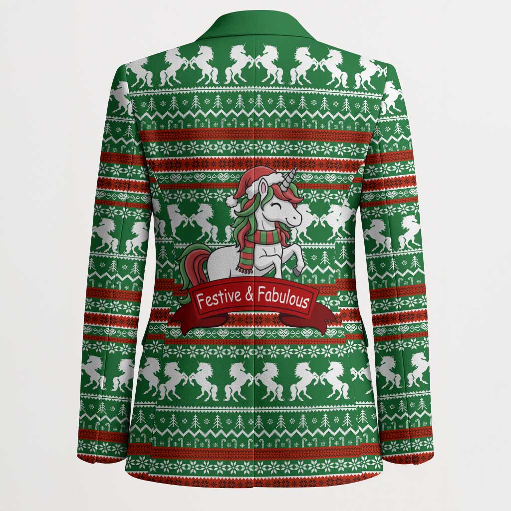 Unicorn Festive Fabulous Christmas Blazer Xmas Holiday Patterns - Wonder Print Shop