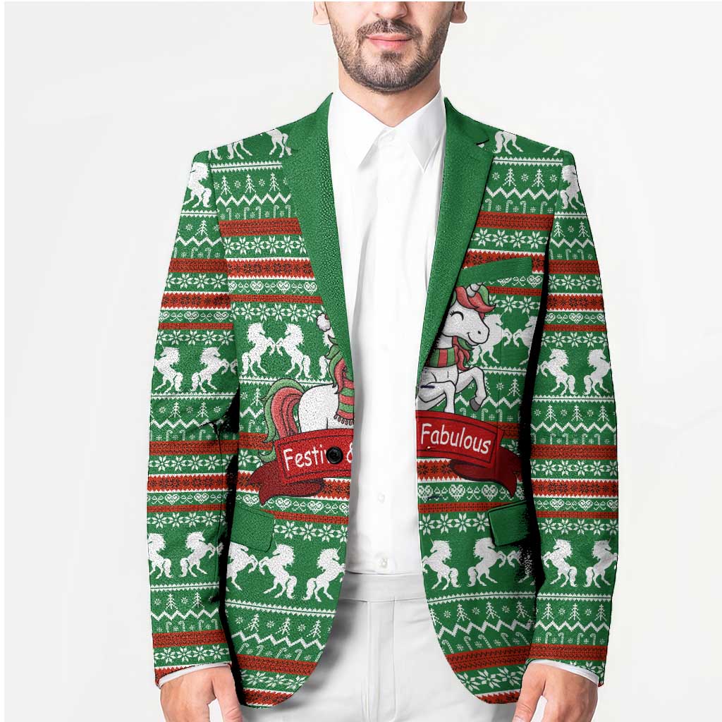 Unicorn Festive Fabulous Christmas Blazer Xmas Holiday Patterns - Wonder Print Shop