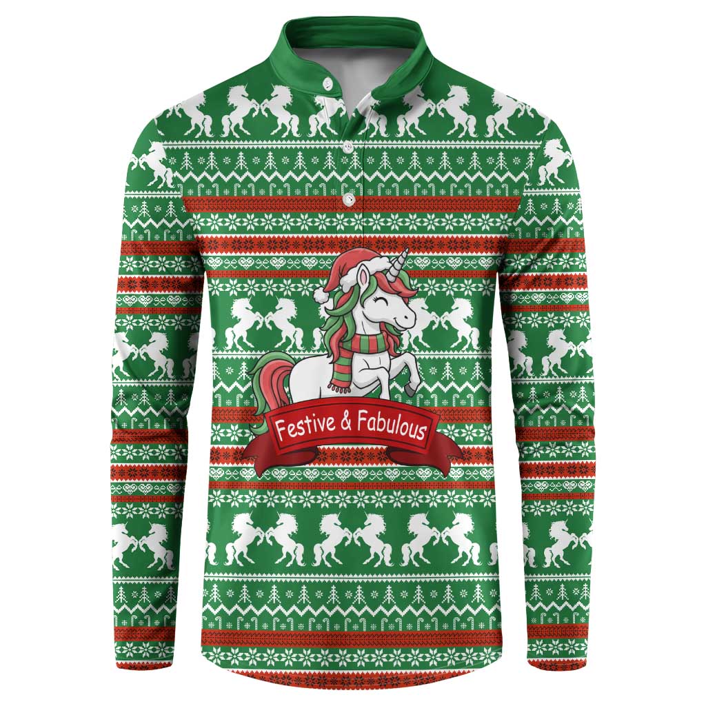 Unicorn Festive Fabulous Christmas Button Sweatshirt Xmas Holiday Patterns - Wonder Print Shop