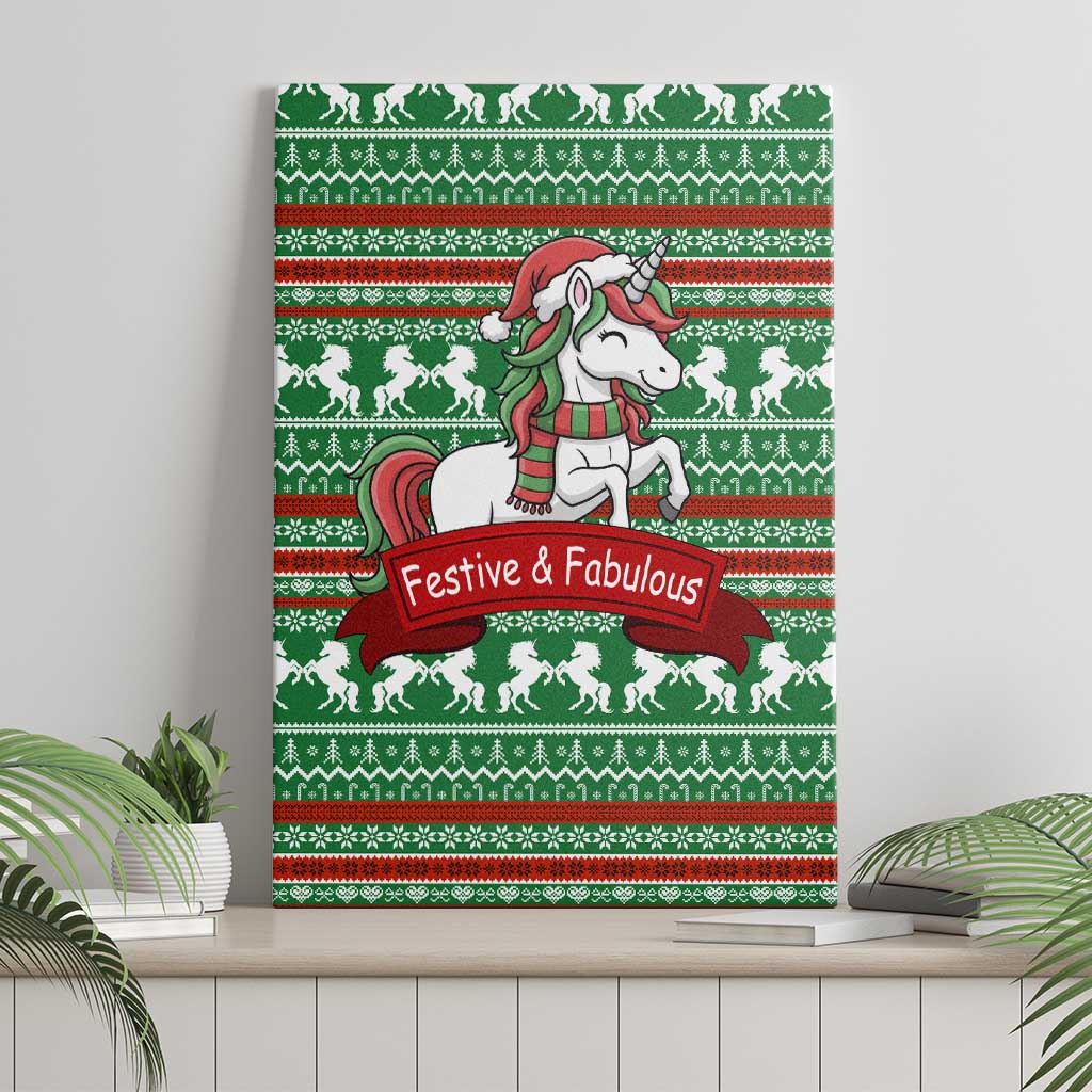 Unicorn Festive Fabulous Christmas Canvas Wall Art Xmas Holiday Patterns - Wonder Print Shop