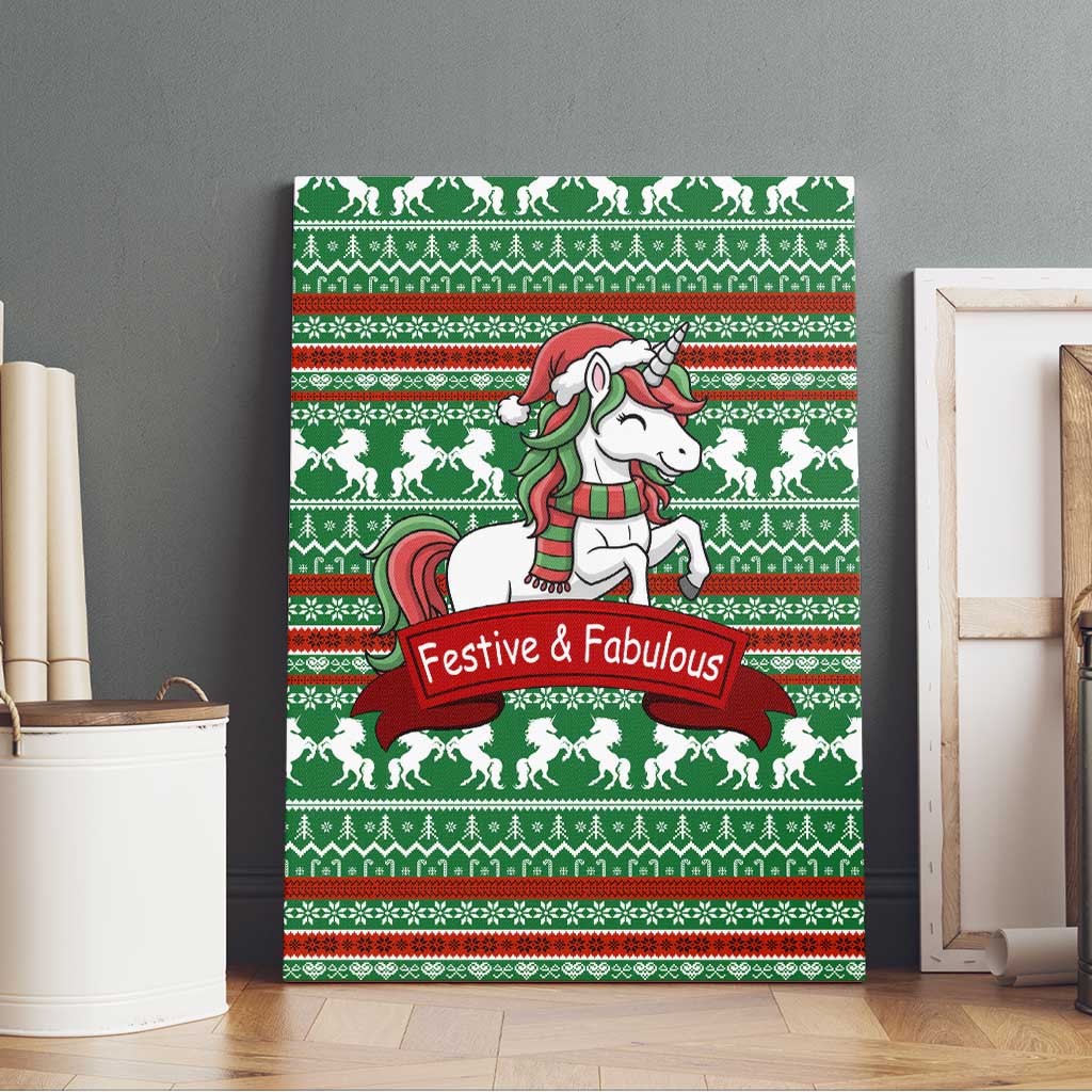 Unicorn Festive Fabulous Christmas Canvas Wall Art Xmas Holiday Patterns - Wonder Print Shop