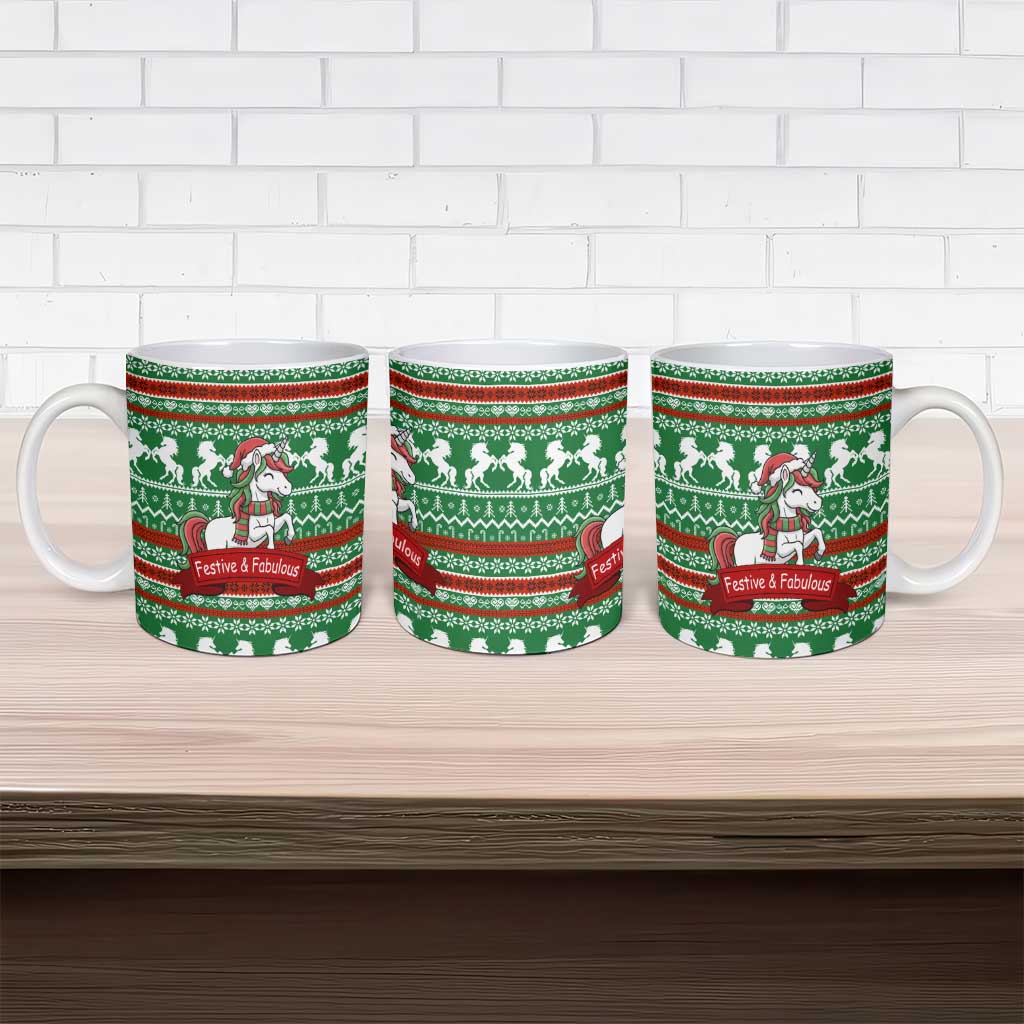 Unicorn Festive Fabulous Christmas Ceramic Mug Xmas Holiday Patterns - Wonder Print Shop