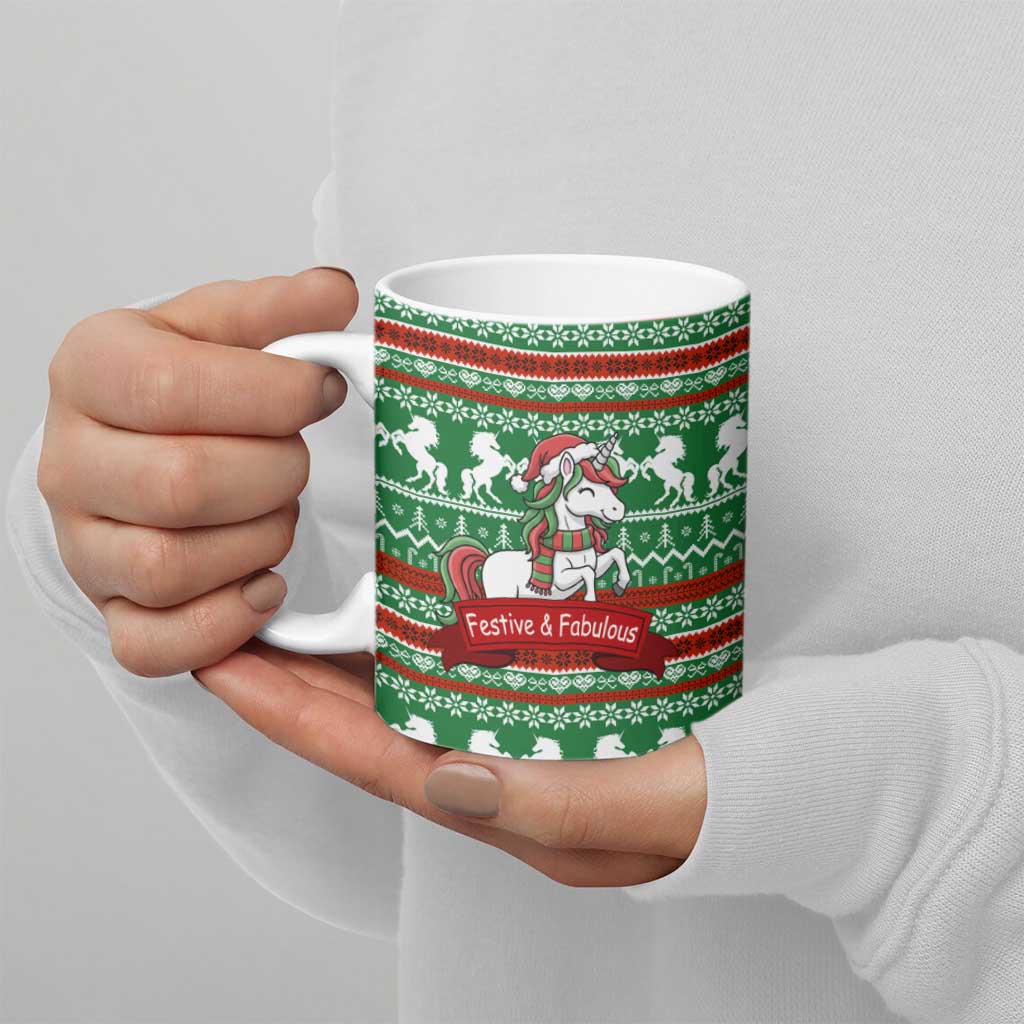 Unicorn Festive Fabulous Christmas Ceramic Mug Xmas Holiday Patterns - Wonder Print Shop