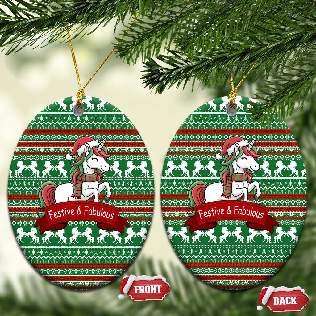 Unicorn Festive Fabulous Christmas Ceramic Ornament Xmas Holiday Patterns - Wonder Print Shop