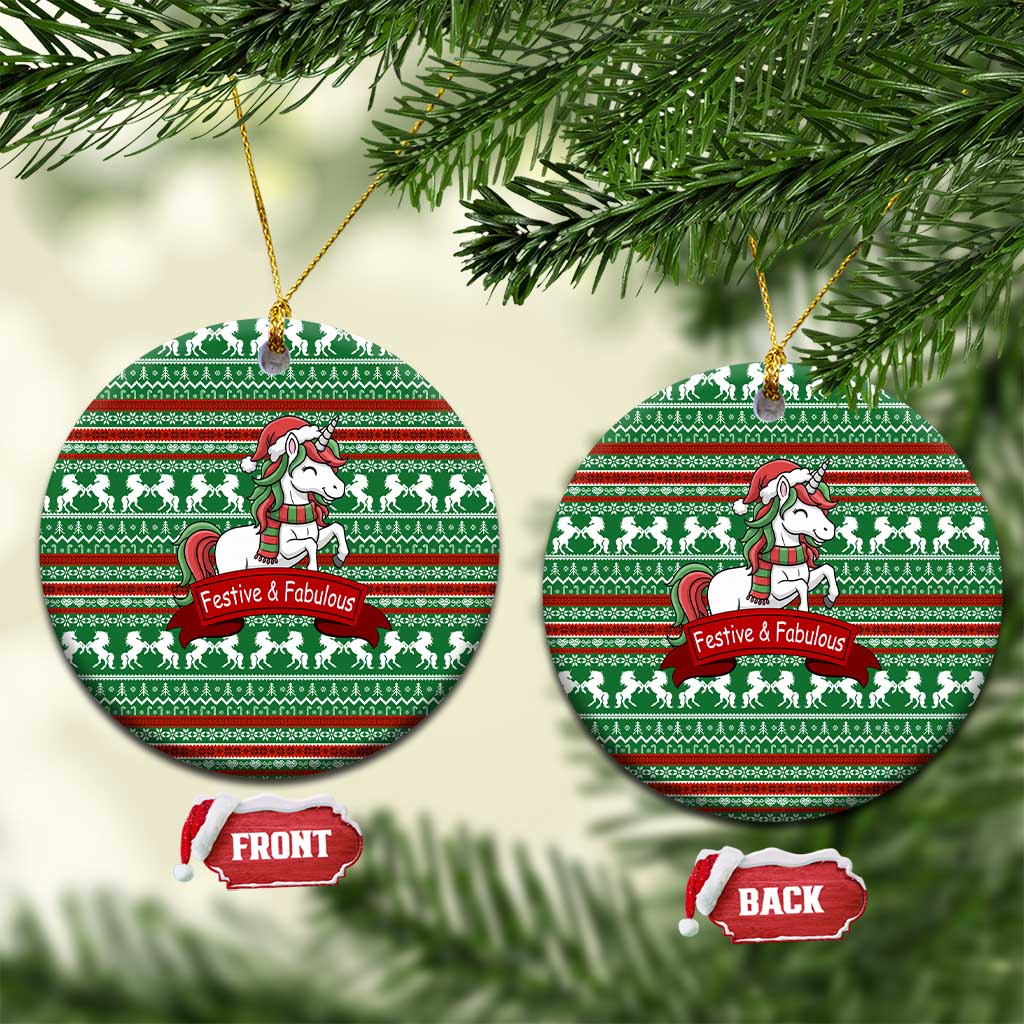 Unicorn Festive Fabulous Christmas Ceramic Ornament Xmas Holiday Patterns - Wonder Print Shop