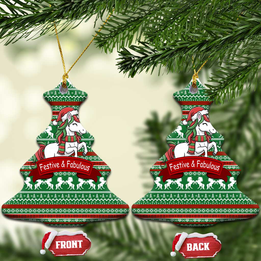 Unicorn Festive Fabulous Christmas Ceramic Ornament Xmas Holiday Patterns - Wonder Print Shop