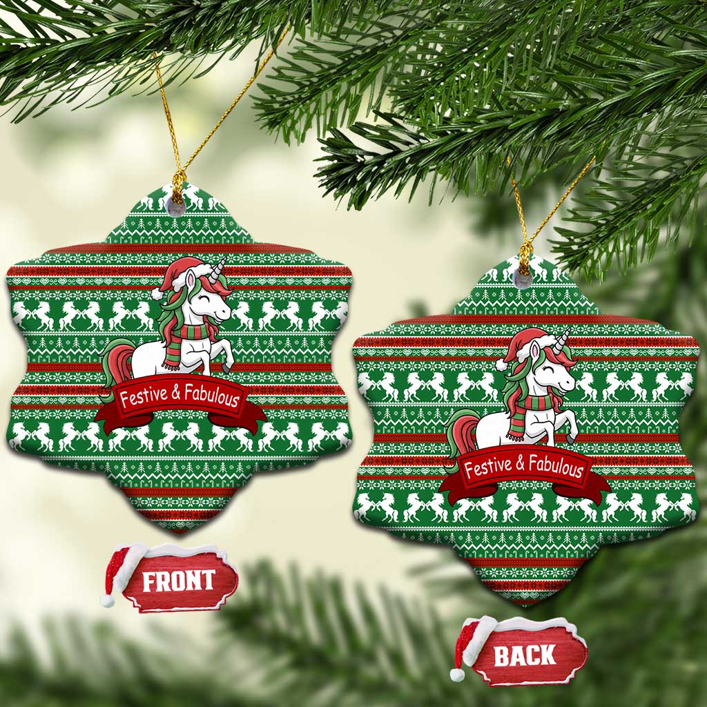 Unicorn Festive Fabulous Christmas Ceramic Ornament Xmas Holiday Patterns - Wonder Print Shop