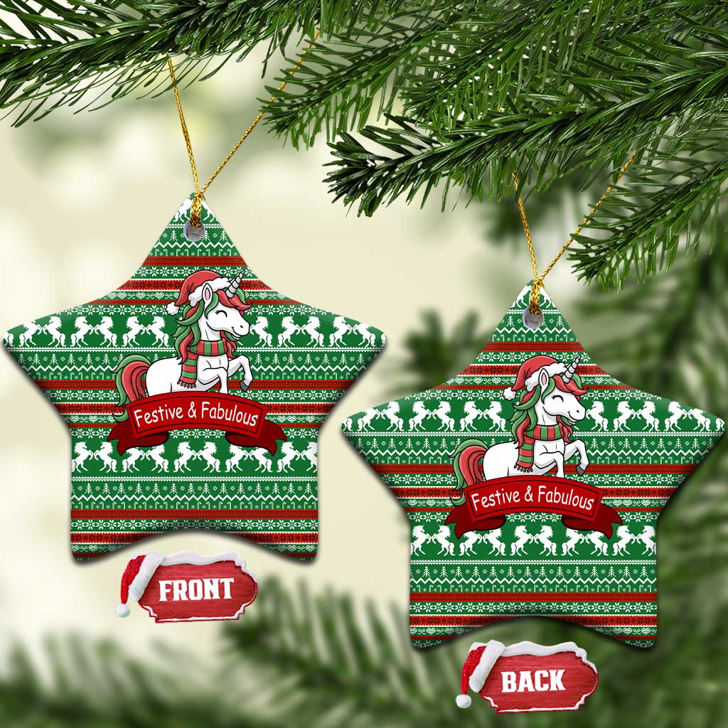 Unicorn Festive Fabulous Christmas Ceramic Ornament Xmas Holiday Patterns - Wonder Print Shop