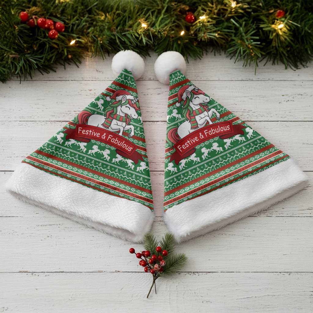 Unicorn Festive Fabulous Christmas Santa Hat Xmas Holiday Patterns - Wonder Print Shop
