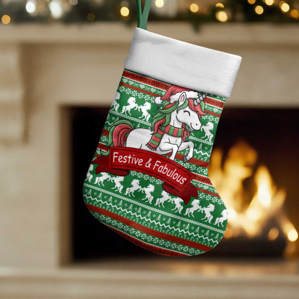 Unicorn Festive Fabulous Christmas Stocking Xmas Holiday Patterns - Wonder Print Shop