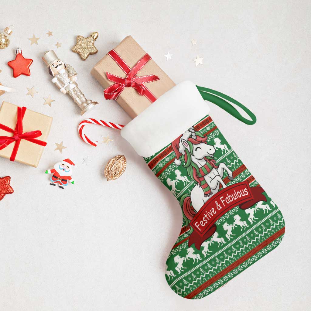 Unicorn Festive Fabulous Christmas Stocking Xmas Holiday Patterns - Wonder Print Shop
