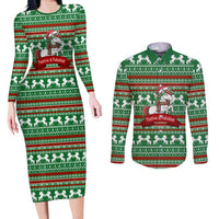 Unicorn Festive Fabulous Christmas Couples Matching Long Sleeve Bodycon Dress and Long Sleeve Button Shirt Xmas Holiday Patterns - Wonder Print Shop