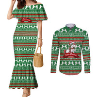 Unicorn Festive Fabulous Christmas Couples Matching Mermaid Dress and Long Sleeve Button Shirt Xmas Holiday Patterns - Wonder Print Shop