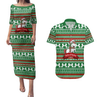 Unicorn Festive Fabulous Christmas Couples Matching Puletasi and Hawaiian Shirt Xmas Holiday Patterns - Wonder Print Shop