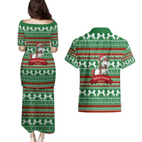 Unicorn Festive Fabulous Christmas Couples Matching Puletasi and Hawaiian Shirt Xmas Holiday Patterns - Wonder Print Shop