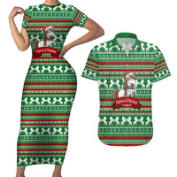 Unicorn Festive Fabulous Christmas Couples Matching Short Sleeve Bodycon Dress and Hawaiian Shirt Xmas Holiday Patterns - Wonder Print Shop