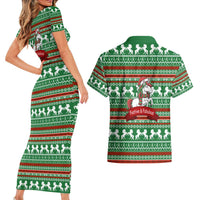 Unicorn Festive Fabulous Christmas Couples Matching Short Sleeve Bodycon Dress and Hawaiian Shirt Xmas Holiday Patterns - Wonder Print Shop