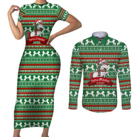 Unicorn Festive Fabulous Christmas Couples Matching Short Sleeve Bodycon Dress and Long Sleeve Button Shirt Xmas Holiday Patterns - Wonder Print Shop