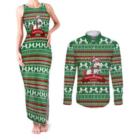 Unicorn Festive Fabulous Christmas Couples Matching Tank Maxi Dress and Long Sleeve Button Shirt Xmas Holiday Patterns - Wonder Print Shop
