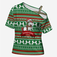 Unicorn Festive Fabulous Christmas Cross Shoulder Shirt Xmas Holiday Patterns - Wonder Print Shop