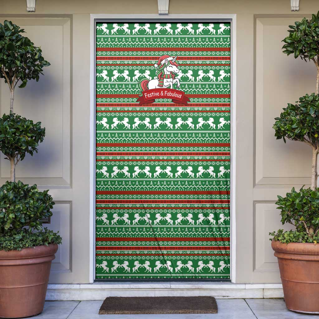 Unicorn Festive Fabulous Christmas Door Cover Xmas Holiday Patterns - Wonder Print Shop