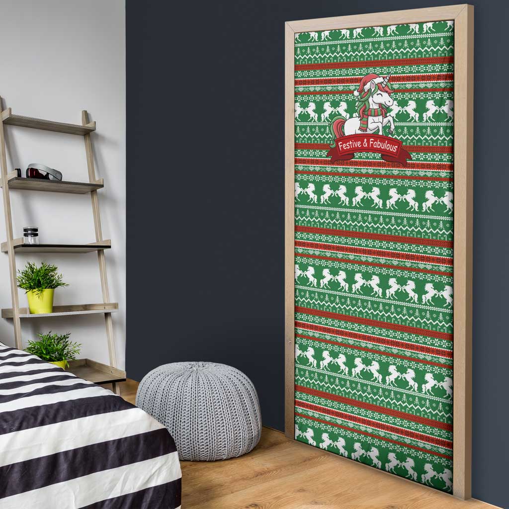 Unicorn Festive Fabulous Christmas Door Cover Xmas Holiday Patterns - Wonder Print Shop