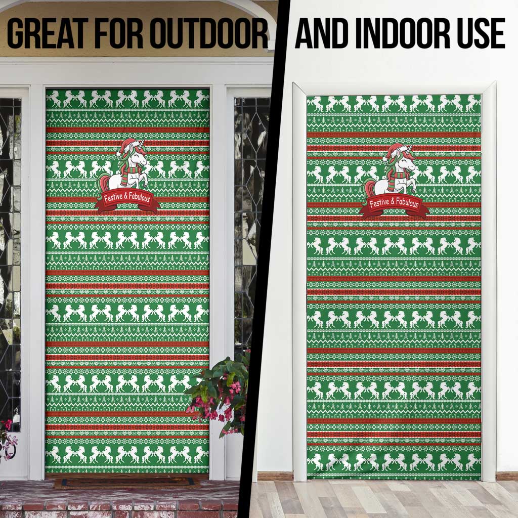 Unicorn Festive Fabulous Christmas Door Cover Xmas Holiday Patterns - Wonder Print Shop