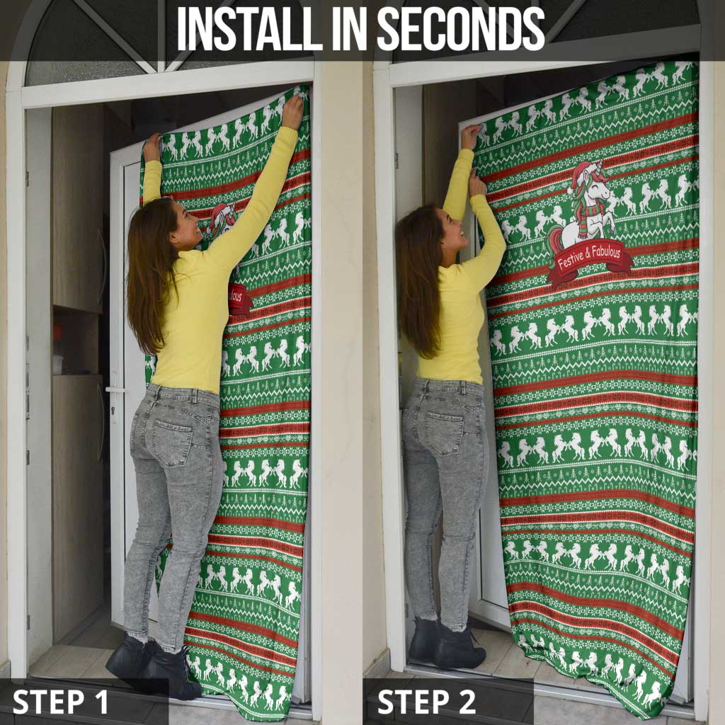 Unicorn Festive Fabulous Christmas Door Cover Xmas Holiday Patterns - Wonder Print Shop