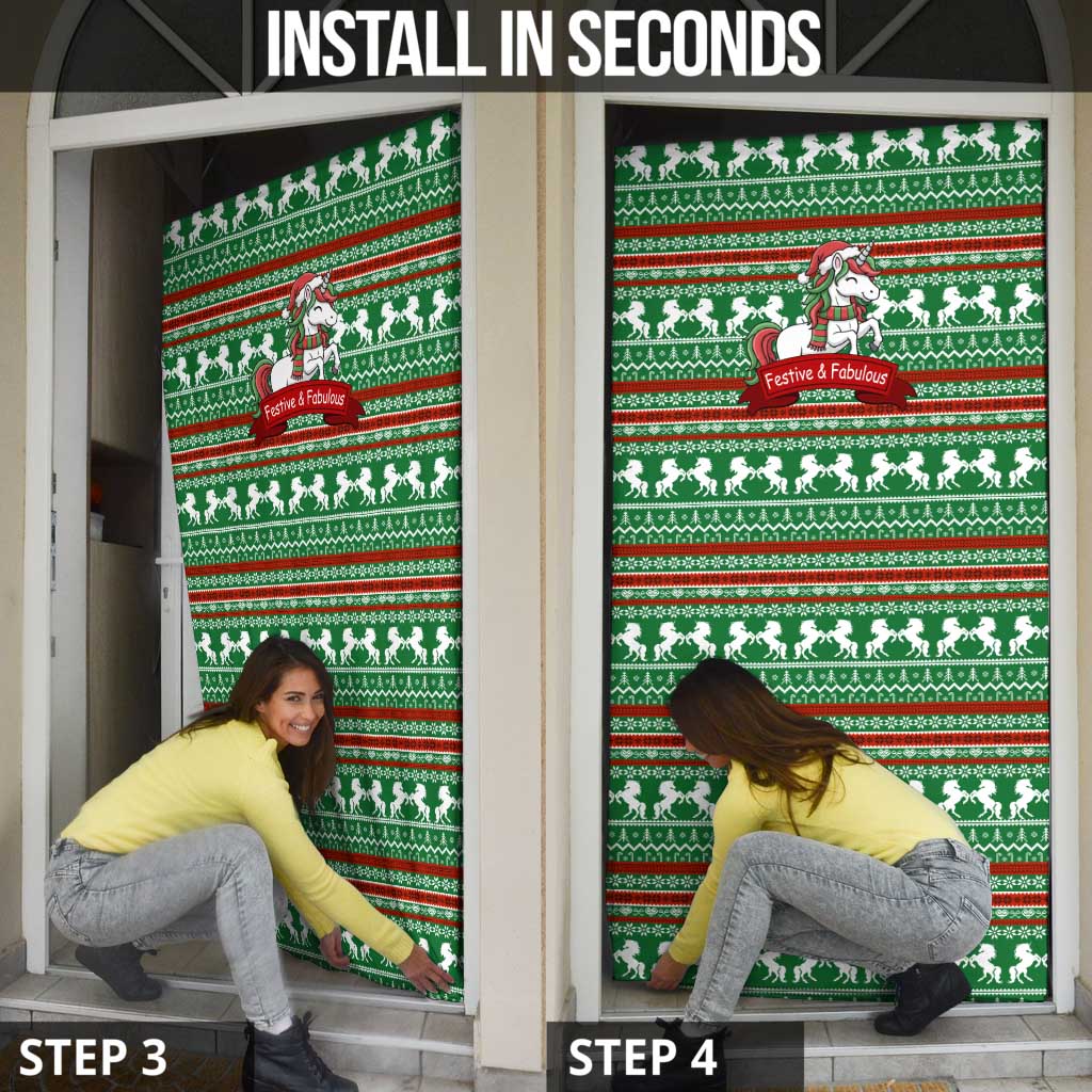 Unicorn Festive Fabulous Christmas Door Cover Xmas Holiday Patterns - Wonder Print Shop