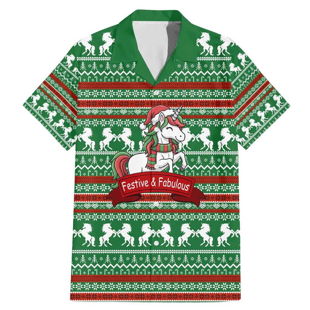 Unicorn Festive Fabulous Christmas Family Matching Mermaid Dress and Hawaiian Shirt Xmas Holiday Patterns - Wonder Print Shop