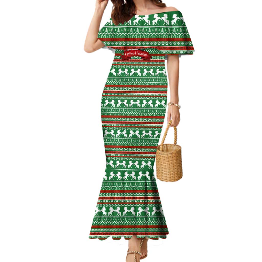 Unicorn Festive Fabulous Christmas Family Matching Mermaid Dress and Hawaiian Shirt Xmas Holiday Patterns - Wonder Print Shop