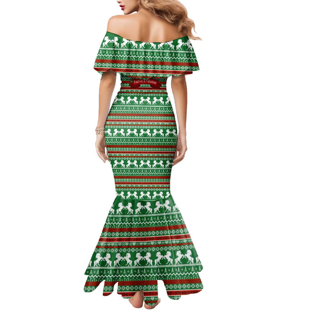 Unicorn Festive Fabulous Christmas Family Matching Mermaid Dress and Hawaiian Shirt Xmas Holiday Patterns - Wonder Print Shop