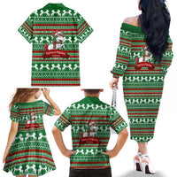 Unicorn Festive Fabulous Christmas Family Matching Off The Shoulder Long Sleeve Dress and Hawaiian Shirt Xmas Holiday Patterns - Wonder Print Shop
