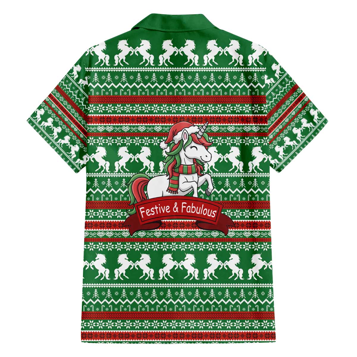 Unicorn Festive Fabulous Christmas Family Matching Off The Shoulder Long Sleeve Dress and Hawaiian Shirt Xmas Holiday Patterns - Wonder Print Shop