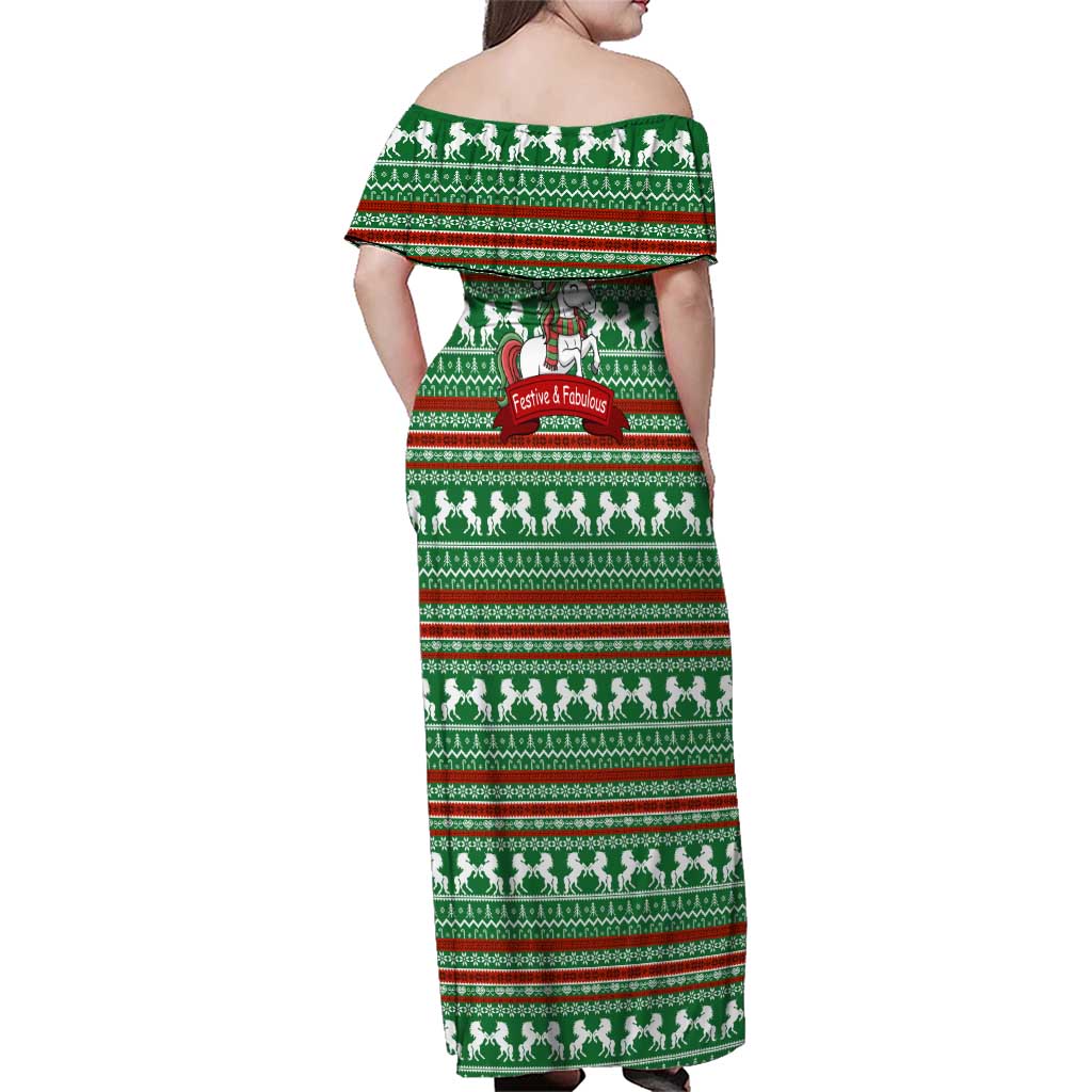 Unicorn Festive Fabulous Christmas Family Matching Off Shoulder Maxi Dress and Hawaiian Shirt Xmas Holiday Patterns - Wonder Print Shop
