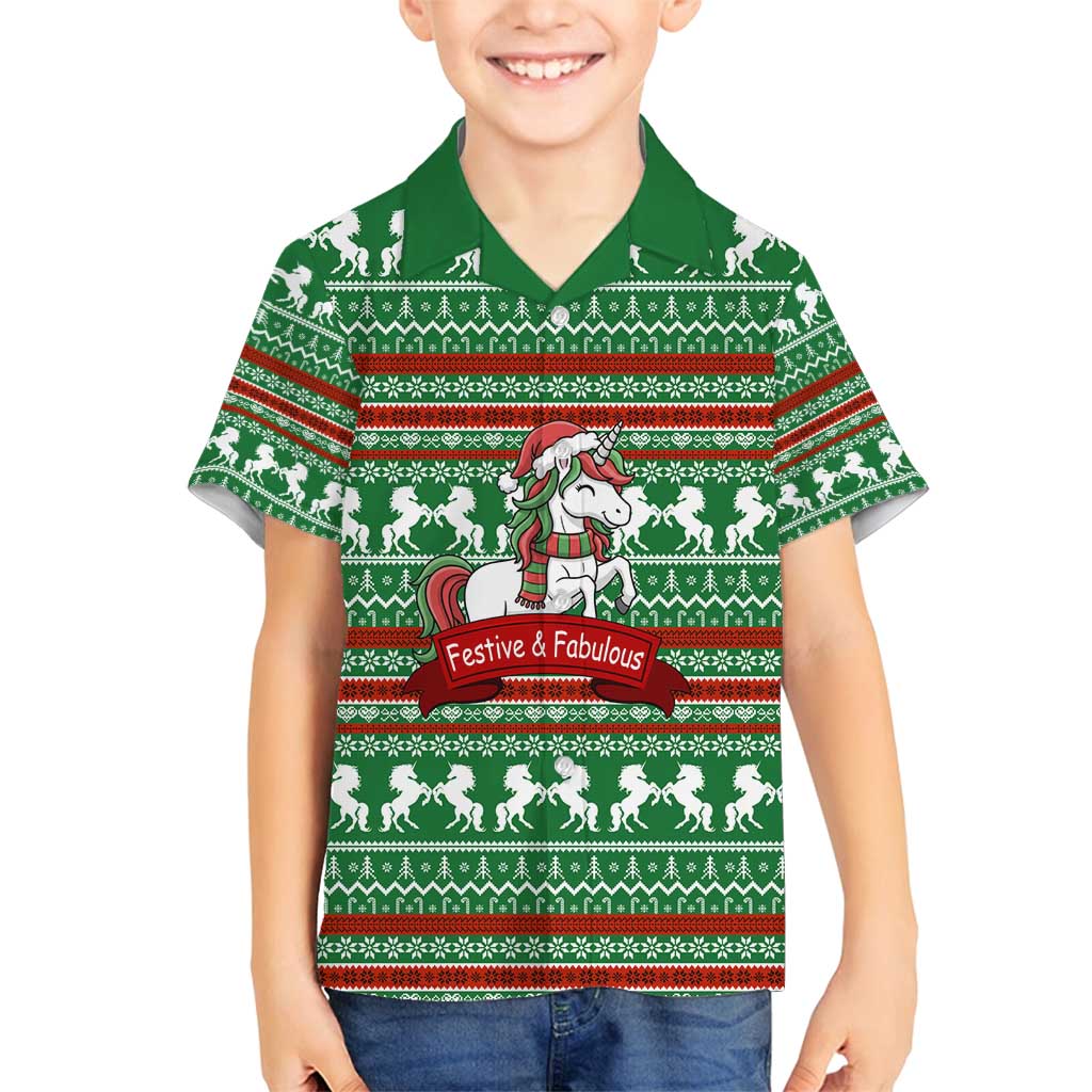 Unicorn Festive Fabulous Christmas Family Matching Off Shoulder Maxi Dress and Hawaiian Shirt Xmas Holiday Patterns - Wonder Print Shop