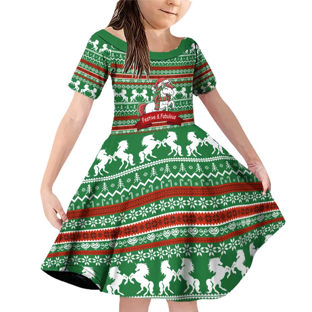 Unicorn Festive Fabulous Christmas Family Matching Off Shoulder Short Dress and Hawaiian Shirt Xmas Holiday Patterns - Wonder Print Shop