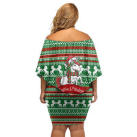 Unicorn Festive Fabulous Christmas Family Matching Off Shoulder Short Dress and Hawaiian Shirt Xmas Holiday Patterns - Wonder Print Shop