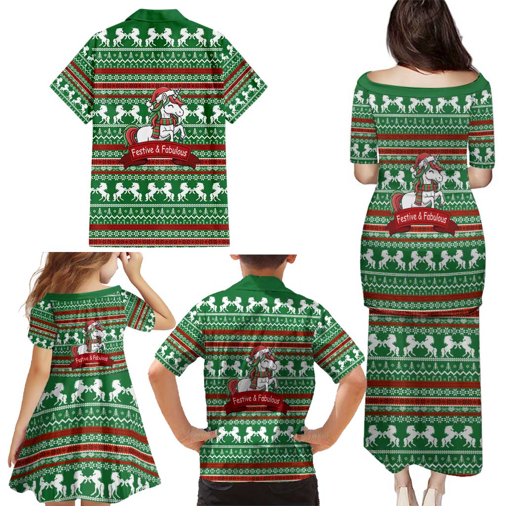 Unicorn Festive Fabulous Christmas Family Matching Puletasi and Hawaiian Shirt Xmas Holiday Patterns - Wonder Print Shop