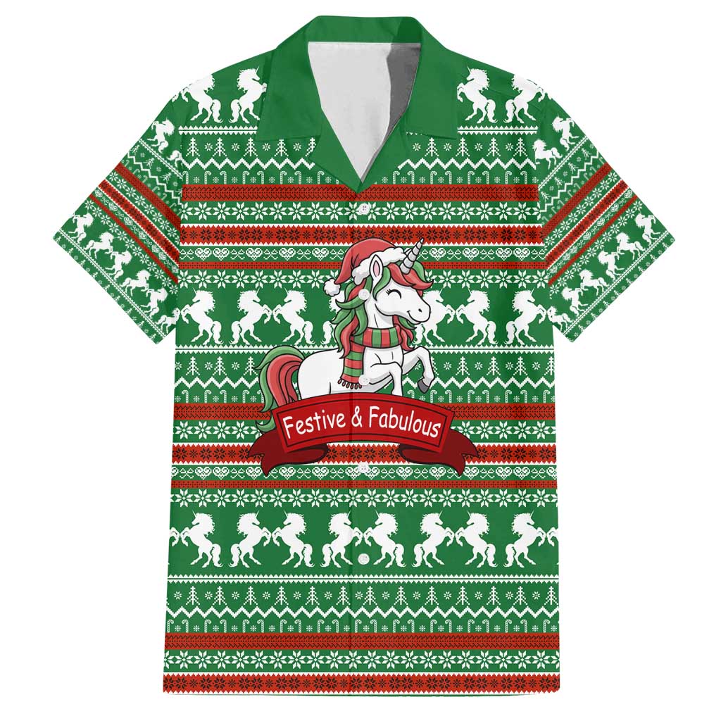 Unicorn Festive Fabulous Christmas Family Matching Puletasi and Hawaiian Shirt Xmas Holiday Patterns - Wonder Print Shop