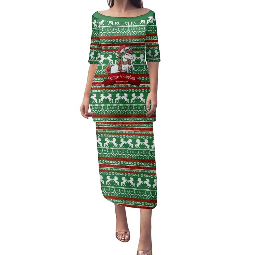 Unicorn Festive Fabulous Christmas Family Matching Puletasi and Hawaiian Shirt Xmas Holiday Patterns - Wonder Print Shop