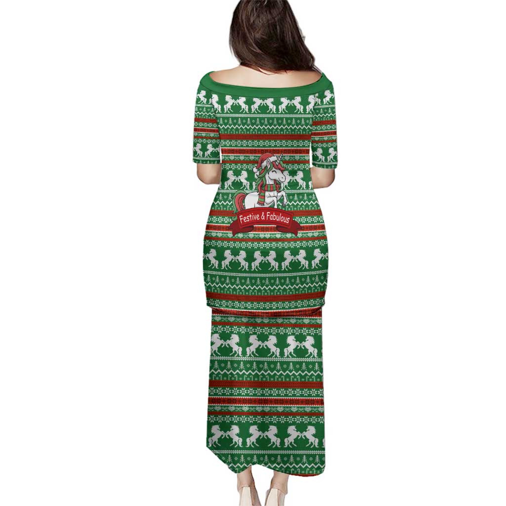 Unicorn Festive Fabulous Christmas Family Matching Puletasi and Hawaiian Shirt Xmas Holiday Patterns - Wonder Print Shop