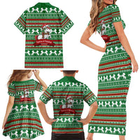 Unicorn Festive Fabulous Christmas Family Matching Short Sleeve Bodycon Dress and Hawaiian Shirt Xmas Holiday Patterns - Wonder Print Shop