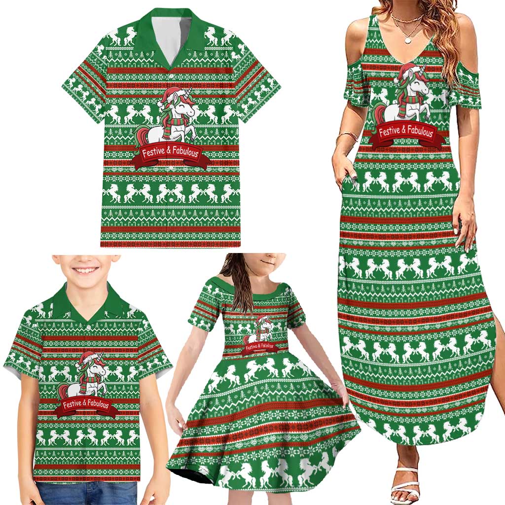 Unicorn Festive Fabulous Christmas Family Matching Summer Maxi Dress and Hawaiian Shirt Xmas Holiday Patterns - Wonder Print Shop