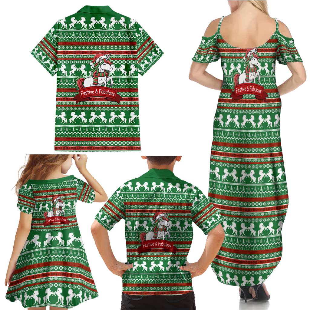 Unicorn Festive Fabulous Christmas Family Matching Summer Maxi Dress and Hawaiian Shirt Xmas Holiday Patterns - Wonder Print Shop