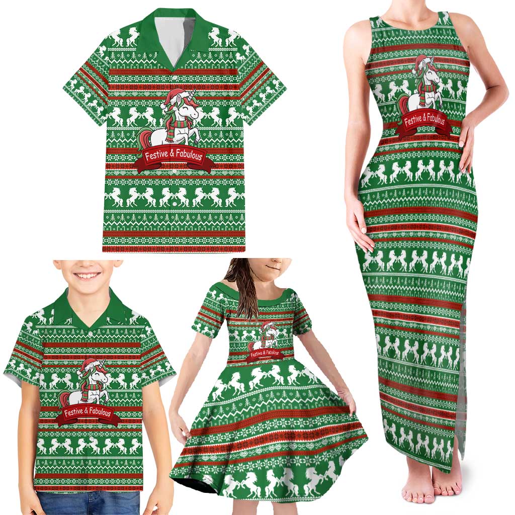 Unicorn Festive Fabulous Christmas Family Matching Tank Maxi Dress and Hawaiian Shirt Xmas Holiday Patterns - Wonder Print Shop