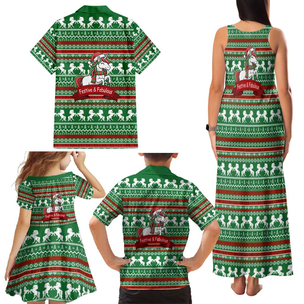 Unicorn Festive Fabulous Christmas Family Matching Tank Maxi Dress and Hawaiian Shirt Xmas Holiday Patterns - Wonder Print Shop