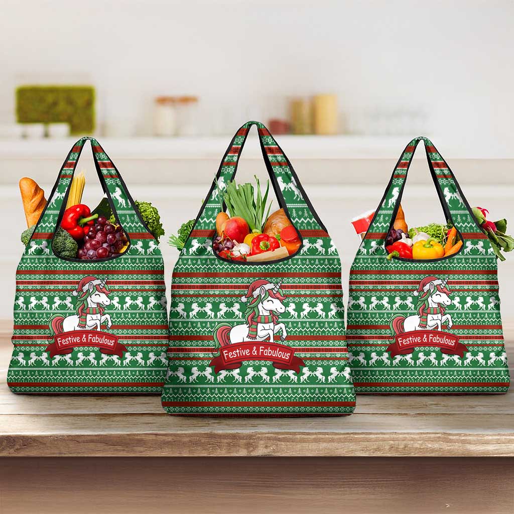 Unicorn Festive Fabulous Christmas Grocery Bag Xmas Holiday Patterns - Wonder Print Shop