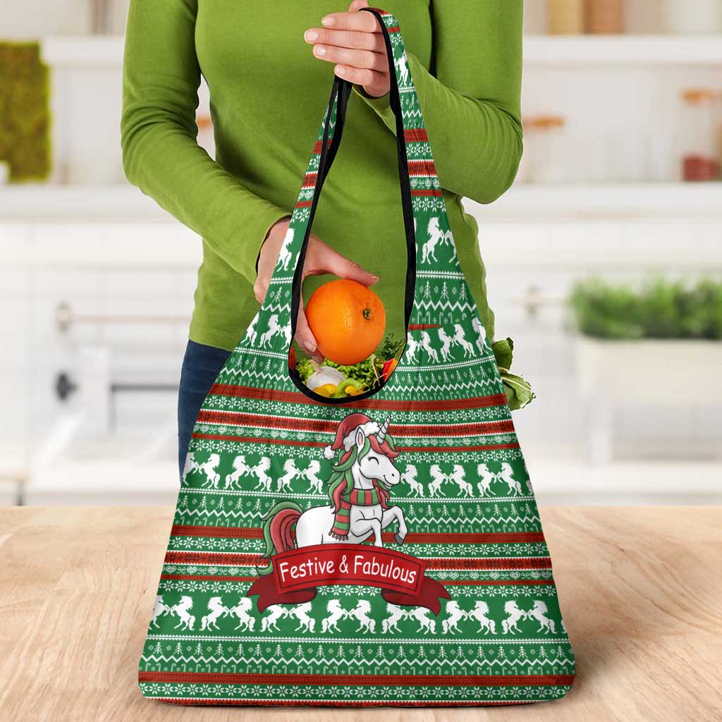 Unicorn Festive Fabulous Christmas Grocery Bag Xmas Holiday Patterns - Wonder Print Shop