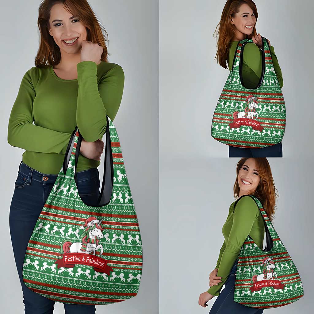 Unicorn Festive Fabulous Christmas Grocery Bag Xmas Holiday Patterns - Wonder Print Shop